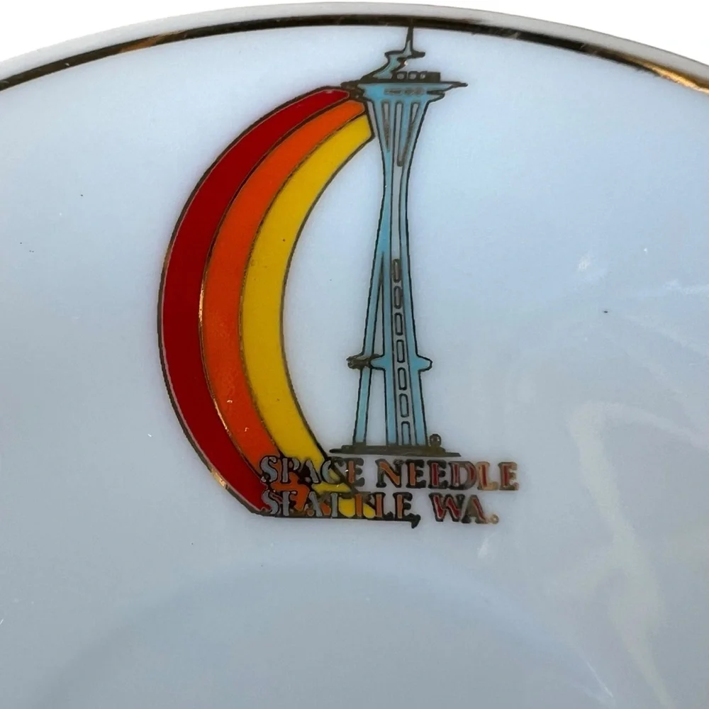 Vintage Space Needle Seattle Washington Souvenir Saucer Set Made in Japan 5”